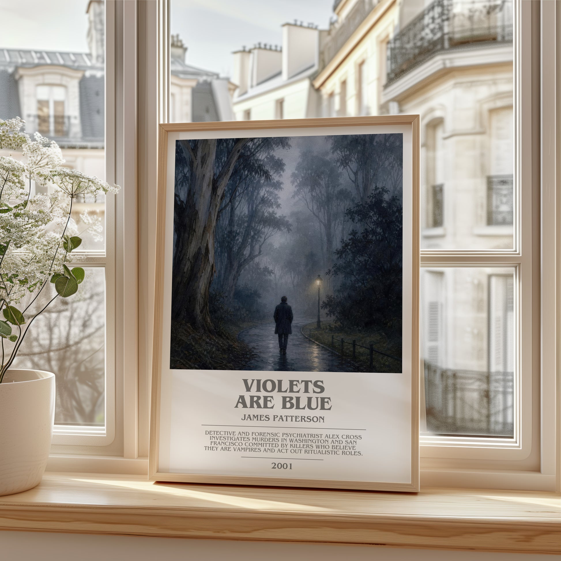 Violets Are Blue bookish poster colour and style options – James Patterson book art