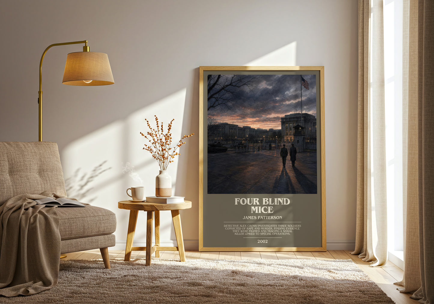 Four Blind Mice bookish print on bookshelf – James Patterson fan gift