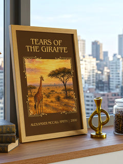 Tears of the Giraffe Classic Book Art Print by Alexander McCall Smith – framed print on a city-view windowsill