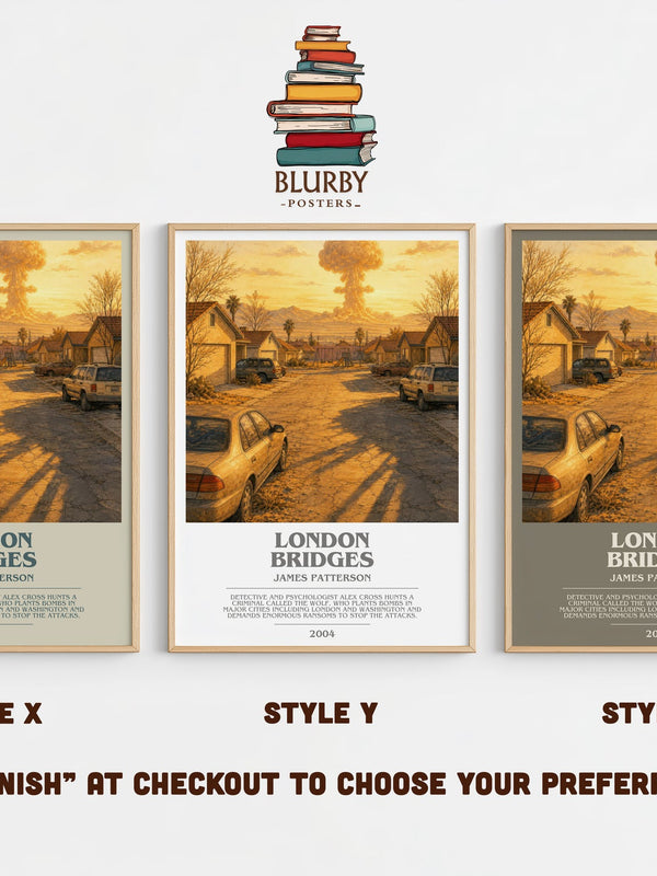 London Bridges bookish print in frame leaning in hallway – thriller wall art