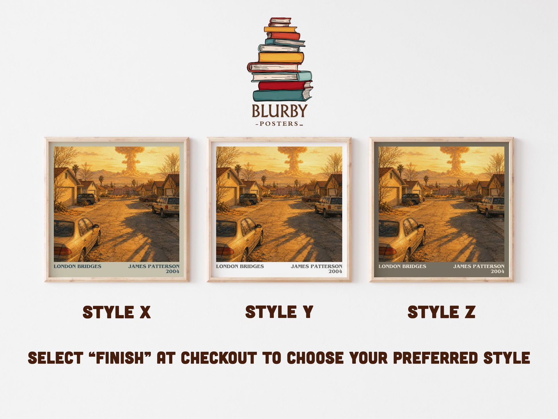 London Bridges literary print in frame leaning in hallway – thriller wall art