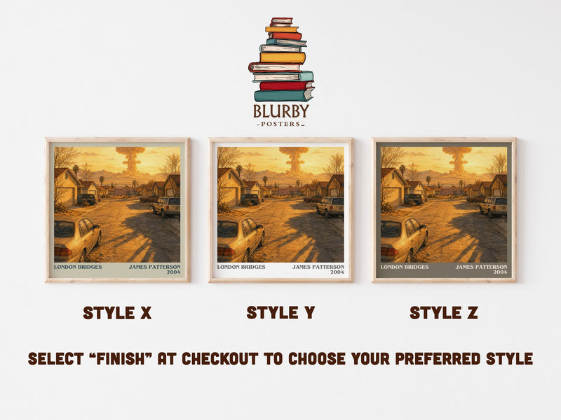 London Bridges literary print in frame leaning in hallway – thriller wall art