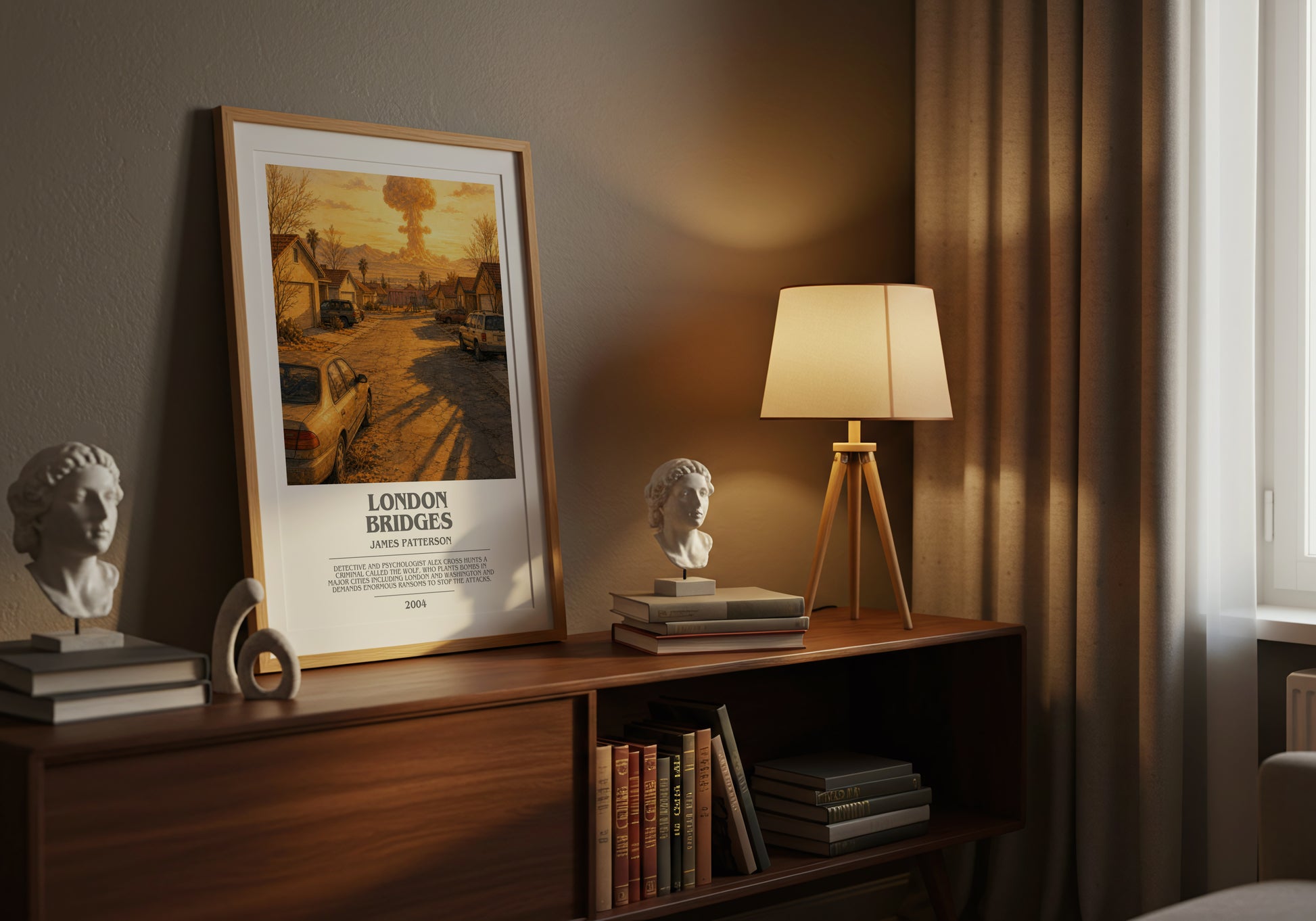 London Bridges bookish book poster framed on wall – thriller wall art