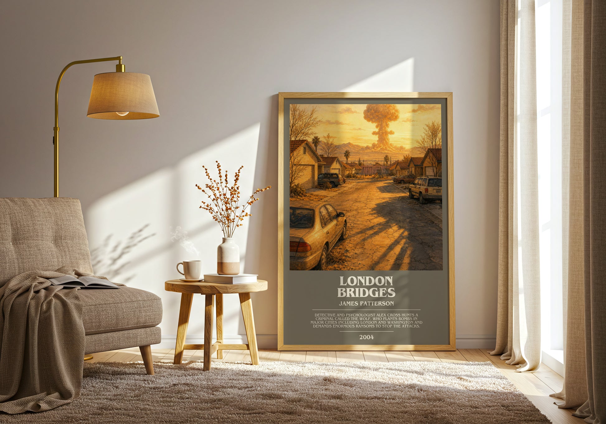 London Bridges bookish print on bookshelf – James Patterson fan gift