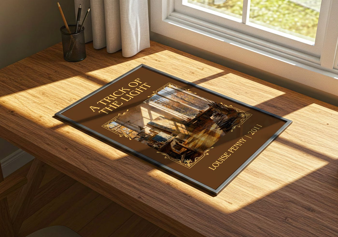 A Trick of the Light Classic Book Art Print by Louise Penny – print on a sunlit desk