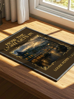 How the Light Gets In Classic Book Art Print by Louise Penny – print on a sunlit desk
