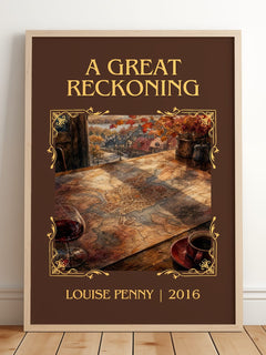 A Great Reckoning Classic Book Art Print by Louise Penny – framed print leaning on a wooden floor