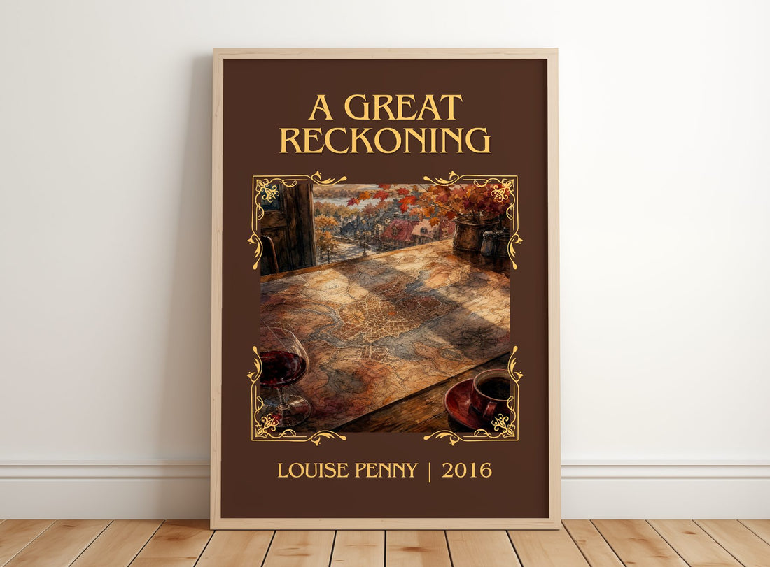 A Great Reckoning Classic Book Art Print by Louise Penny – framed print leaning on a wooden floor