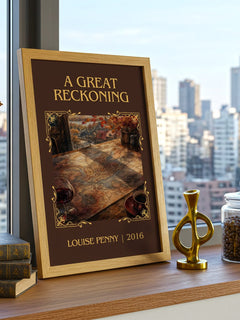 A Great Reckoning Classic Book Art Print by Louise Penny – framed print on a city-view windowsill