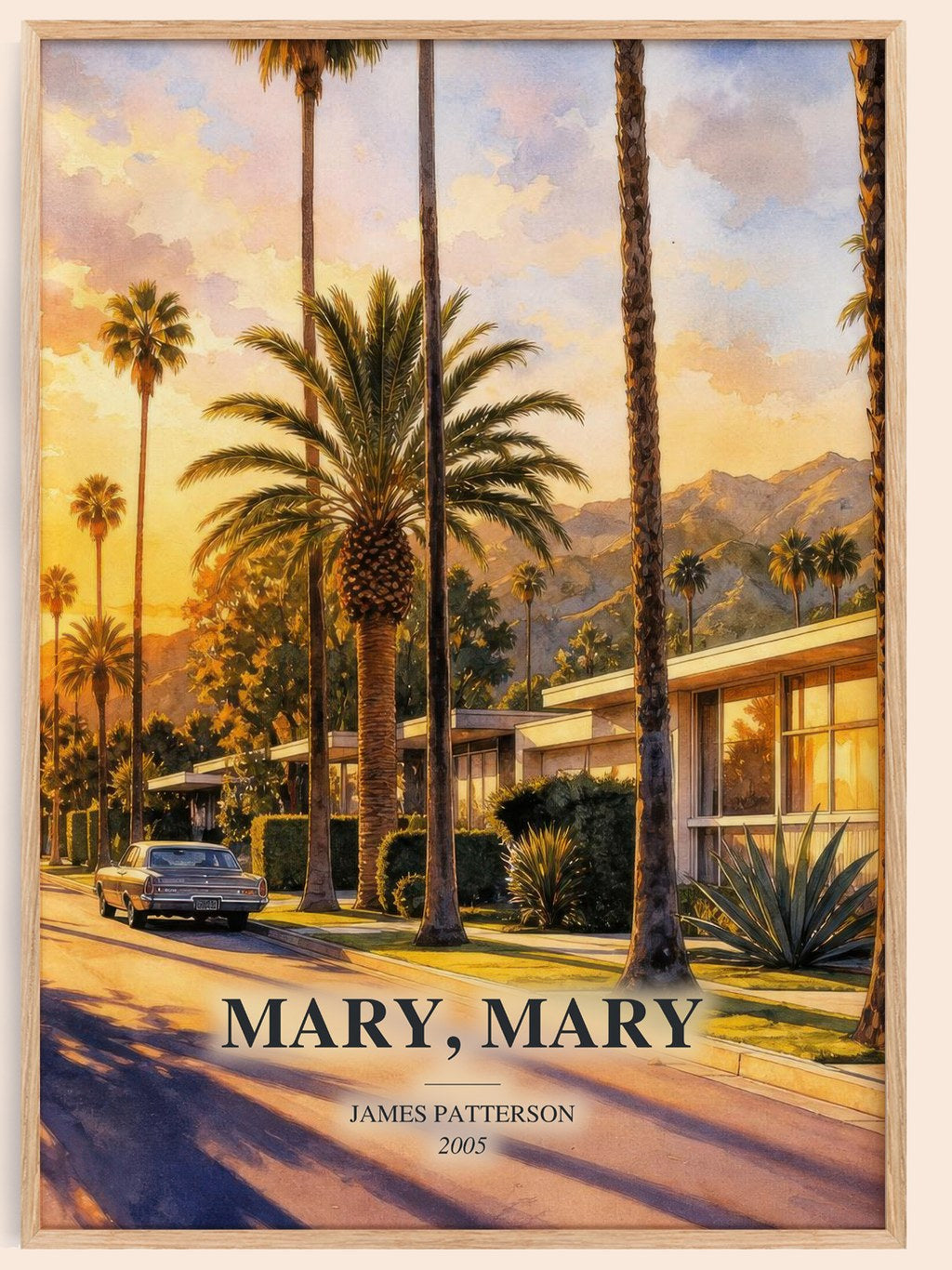 Mary, Mary watercolour book poster by James Patterson – framed literary art print