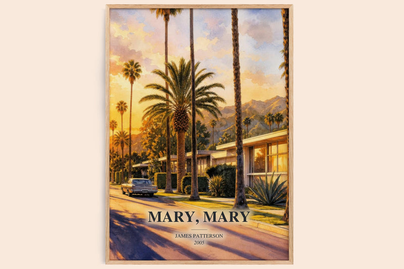 Mary, Mary watercolour book poster by James Patterson – framed literary art print
