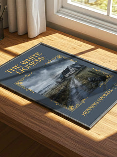 The White Lioness Classic Book Art Print by Henning Mankell – print on a sunlit desk