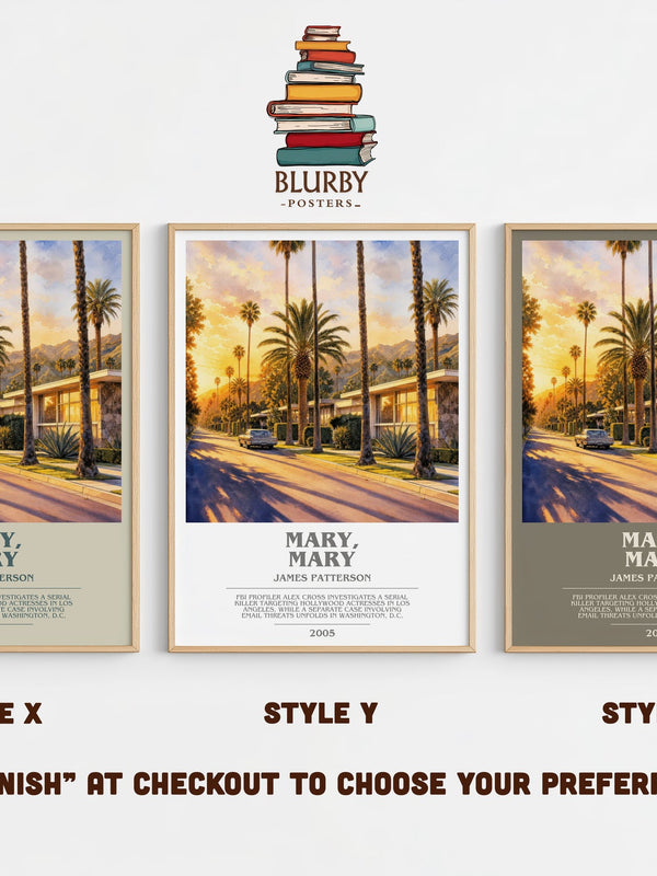 Mary, Mary bookish print in frame leaning in hallway – thriller wall art
