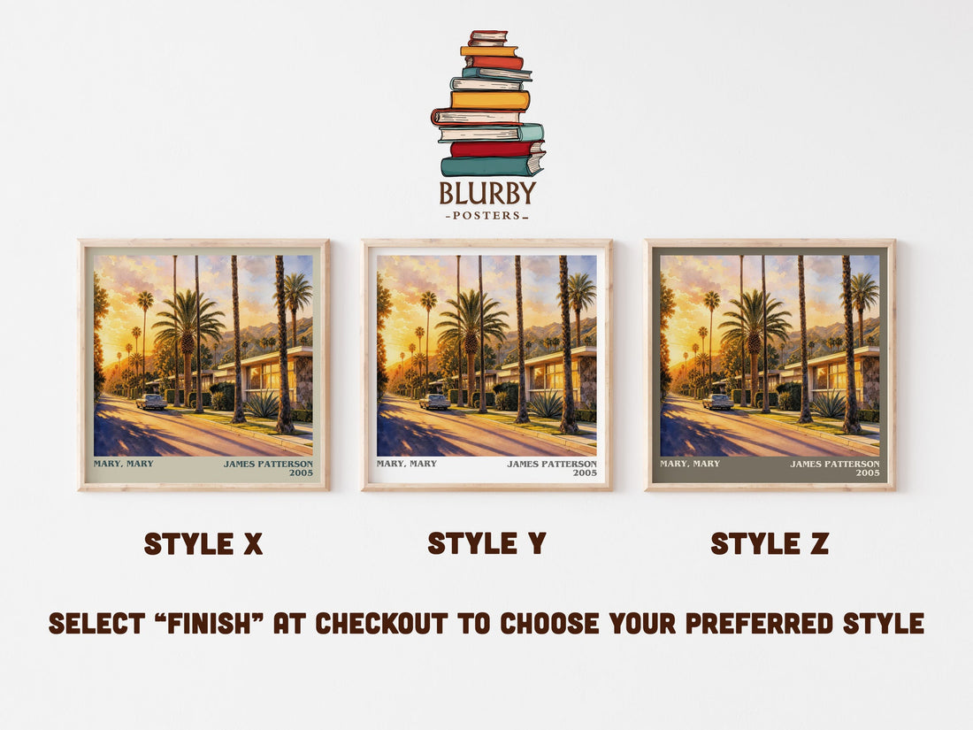 Mary, Mary literary print in frame leaning in hallway – thriller wall art (mockup)