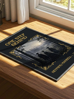 One Step Behind Classic Book Art Print by Henning Mankell – print on a sunlit desk