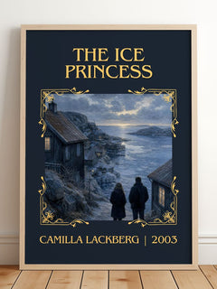 The Ice Princess Classic Book Art Print by Camilla Läckberg – framed print leaning on a wooden floor