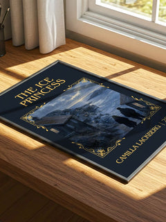 The Ice Princess Classic Book Art Print by Camilla Läckberg – print on a sunlit desk