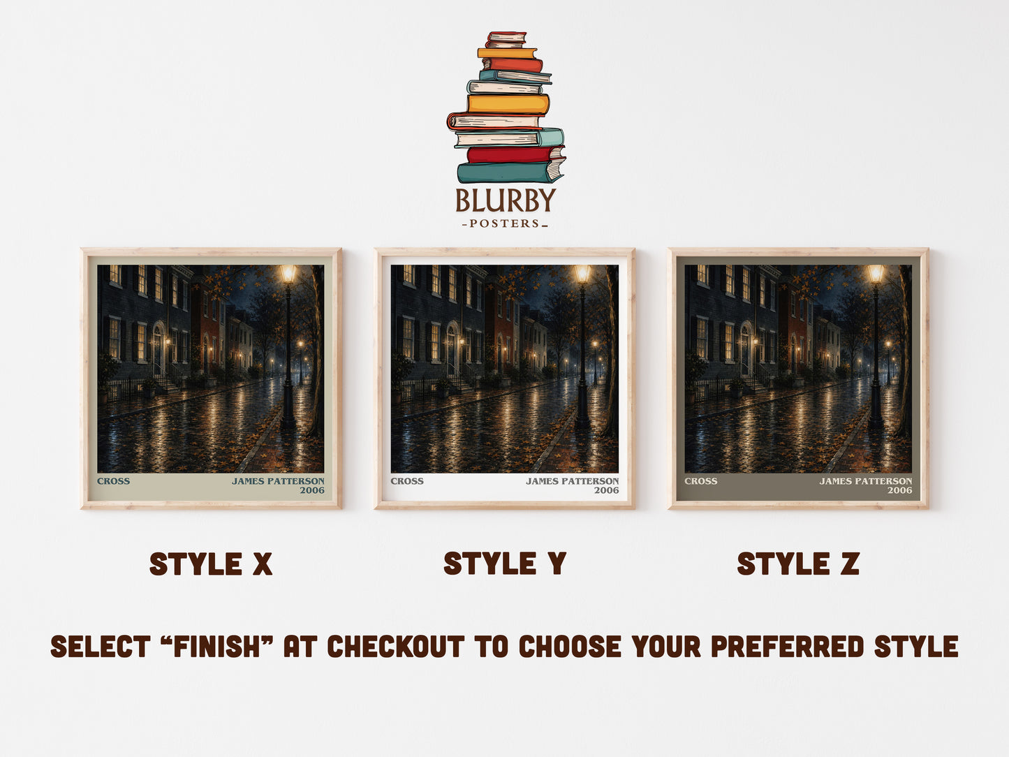Cross literary print in frame leaning in hallway – thriller wall art