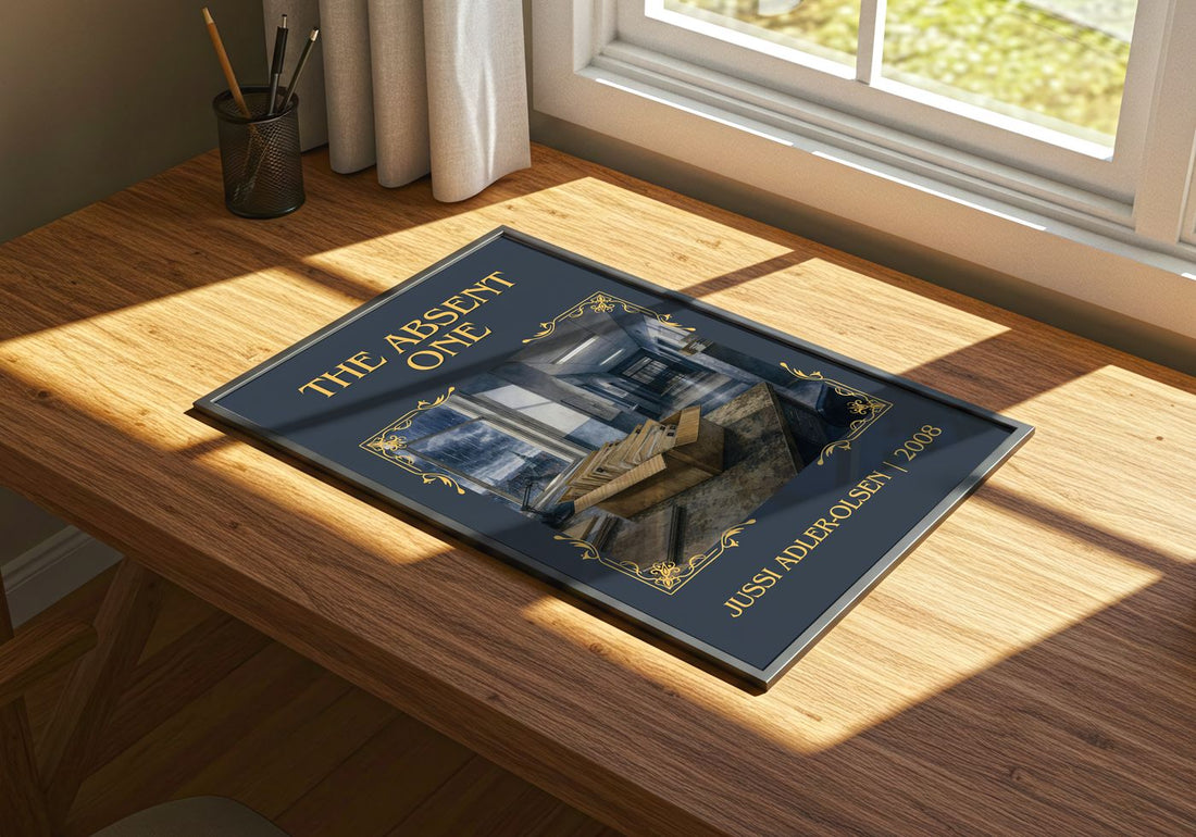 The Absent One Classic Book Art Print by Jussi Adler-Olsen – print on a sunlit desk