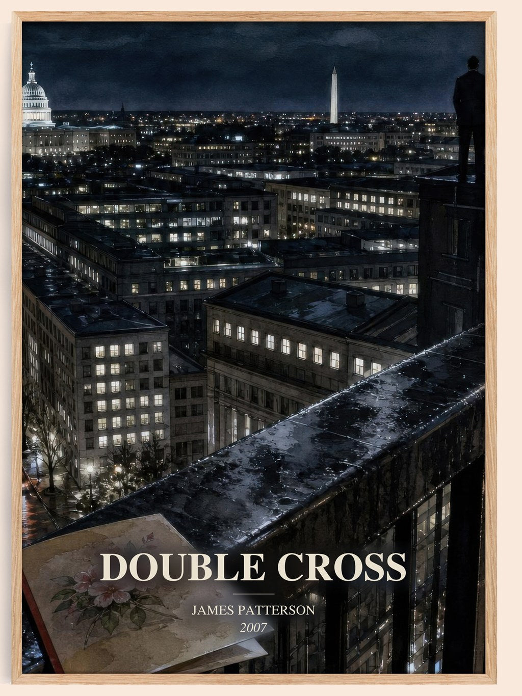 Double Cross watercolour book poster by James Patterson – framed literary art print