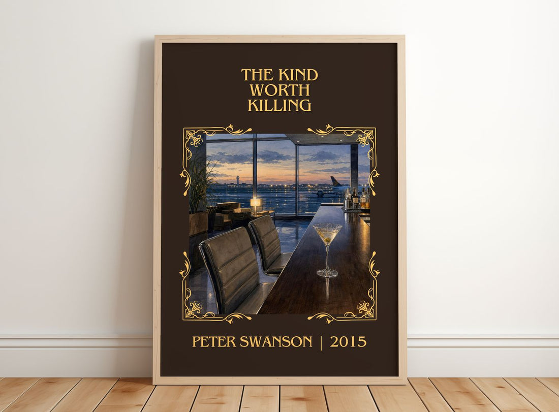 The Kind Worth Killing Classic Book Art Print by Peter Swanson – framed print leaning on a wooden floor
