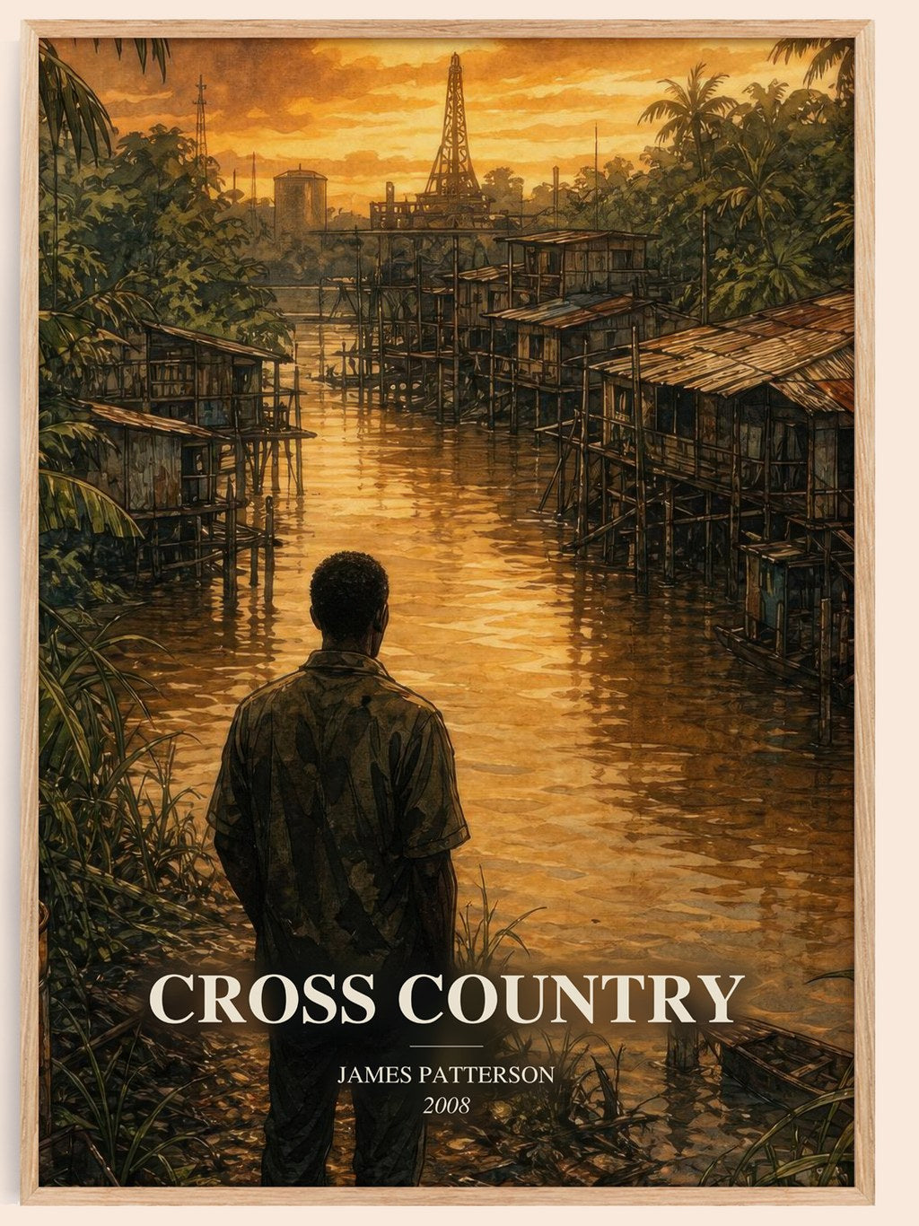 Cross Country watercolour book poster by James Patterson – framed literary art print