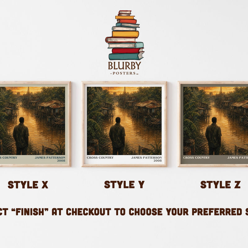 Cross Country literary print in frame leaning in hallway – thriller wall art