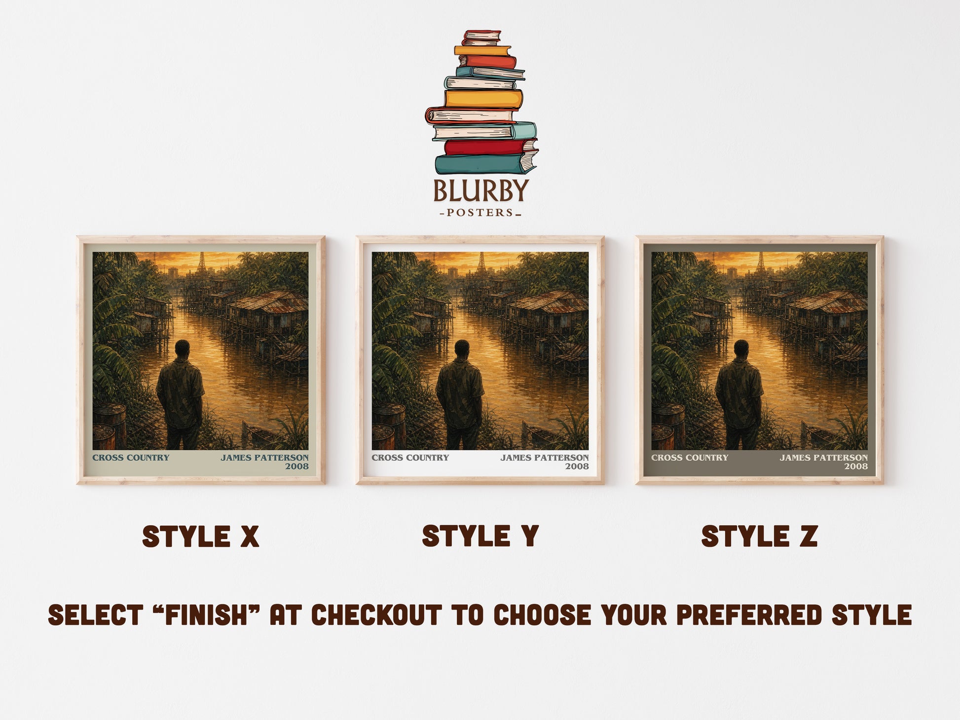 Cross Country literary print in frame leaning in hallway – thriller wall art