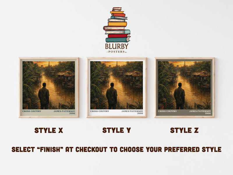 Cross Country literary print in frame leaning in hallway – thriller wall art