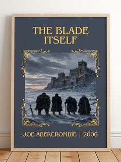 The Blade Itself Classic Book Art Print by Joe Abercrombie – framed print leaning on a wooden floor