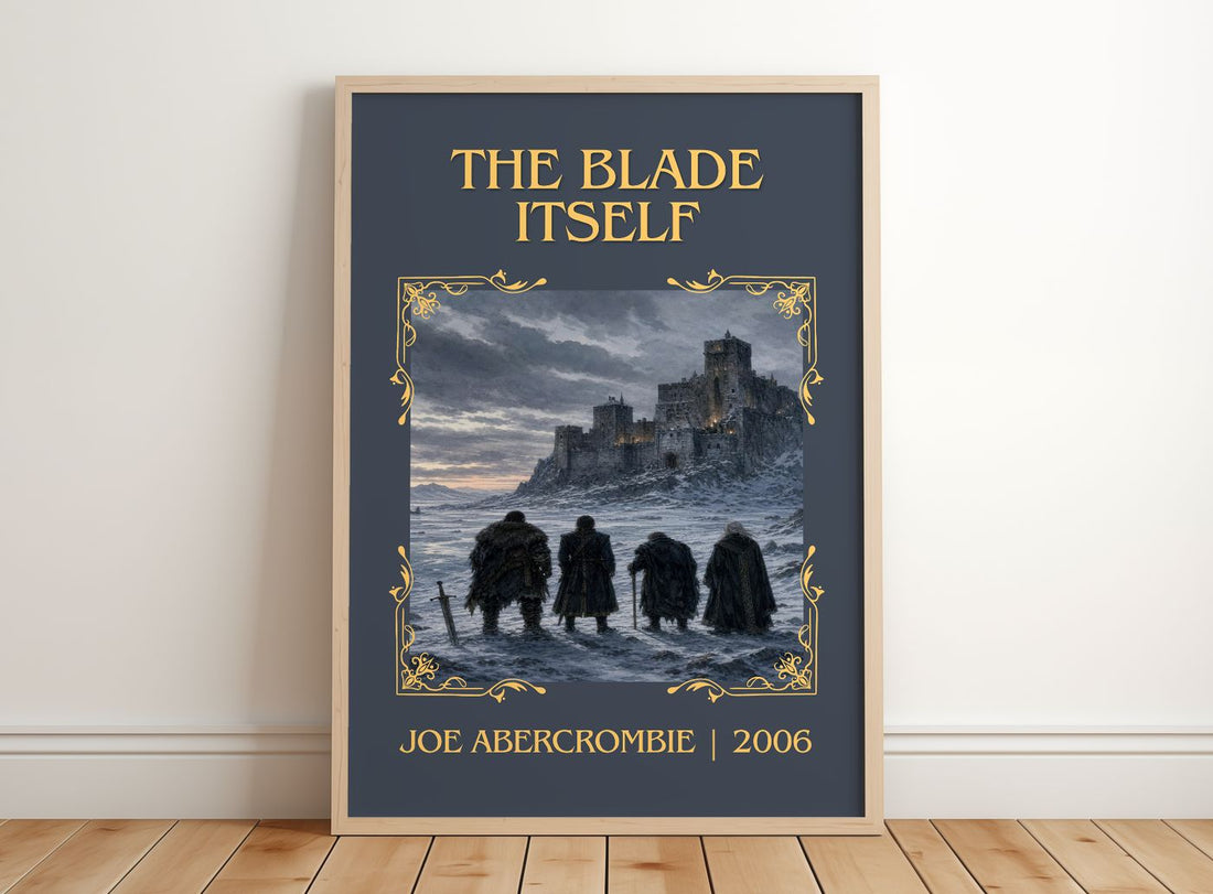 The Blade Itself Classic Book Art Print by Joe Abercrombie – framed print leaning on a wooden floor