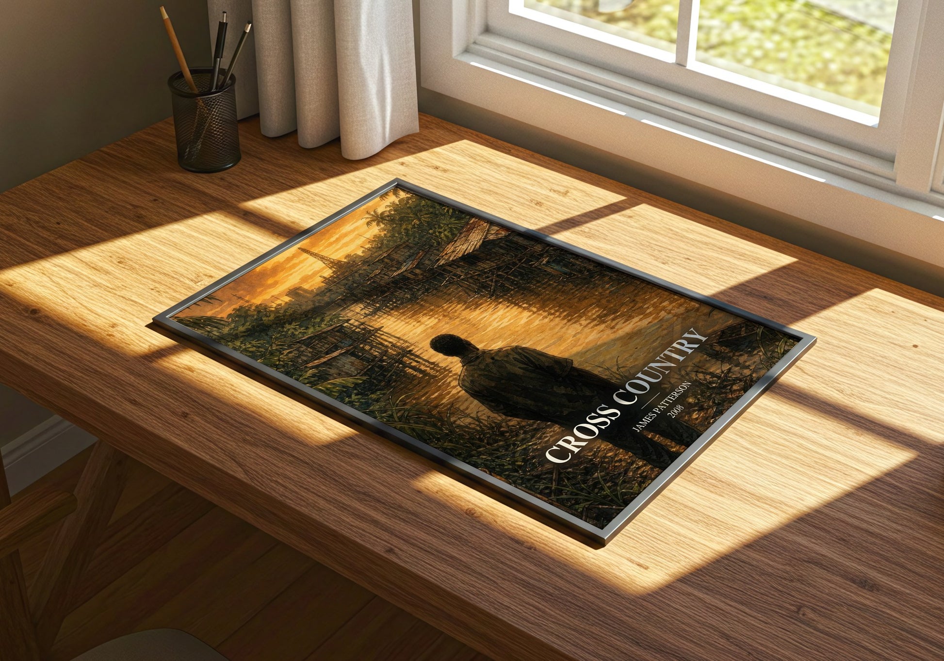 Cross Country watercolour book poster framed on wall – thriller wall art