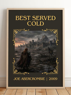 Best Served Cold Classic Book Art Print by Joe Abercrombie – framed print leaning on a wooden floor