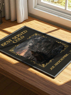 Best Served Cold Classic Book Art Print by Joe Abercrombie – print on a sunlit desk