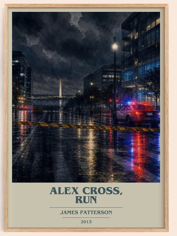 Alex Cross, Run book cover book poster by James Patterson – framed literary art print