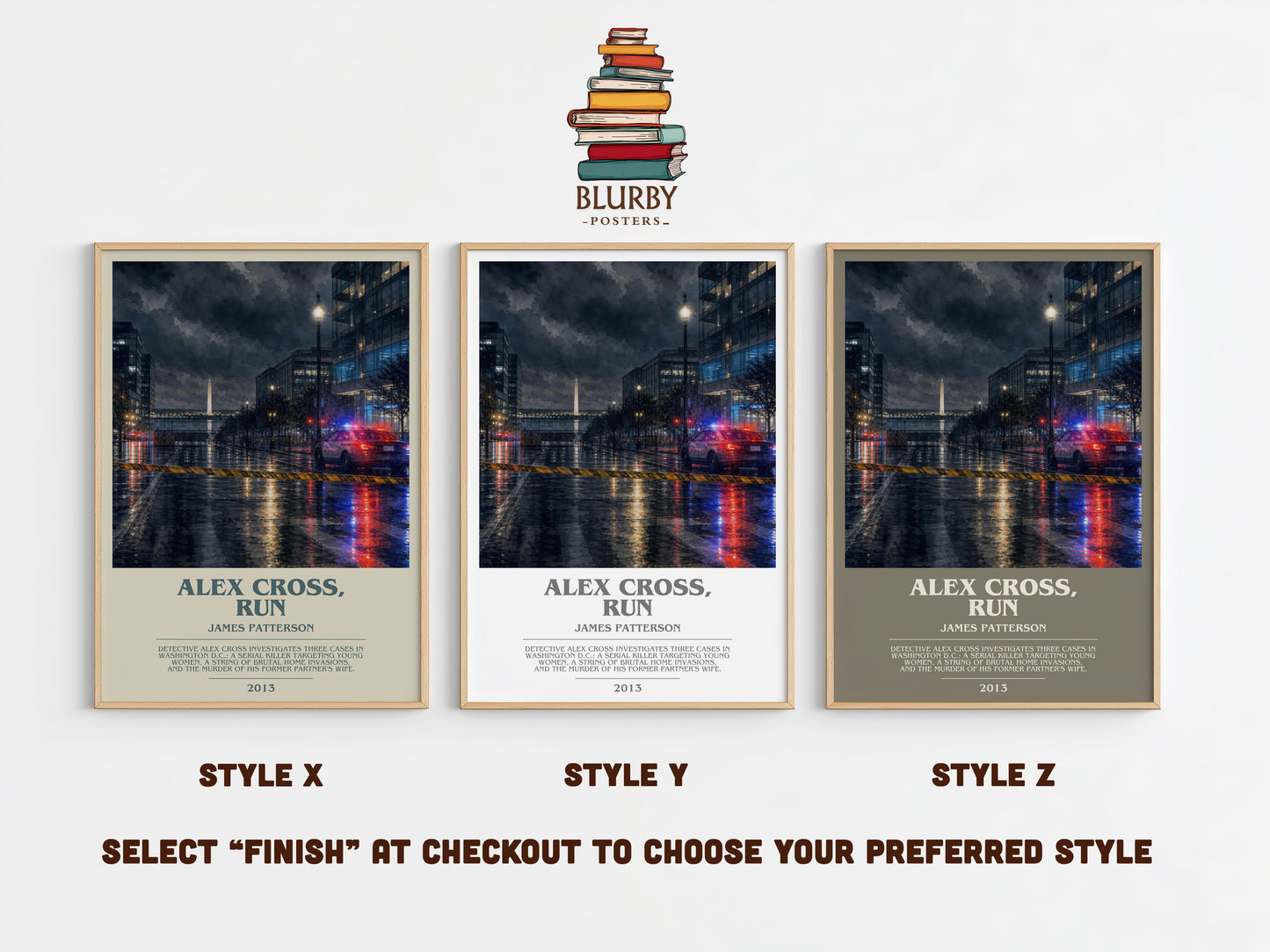 Alex Cross, Run bookish print in frame leaning in hallway – thriller wall art
