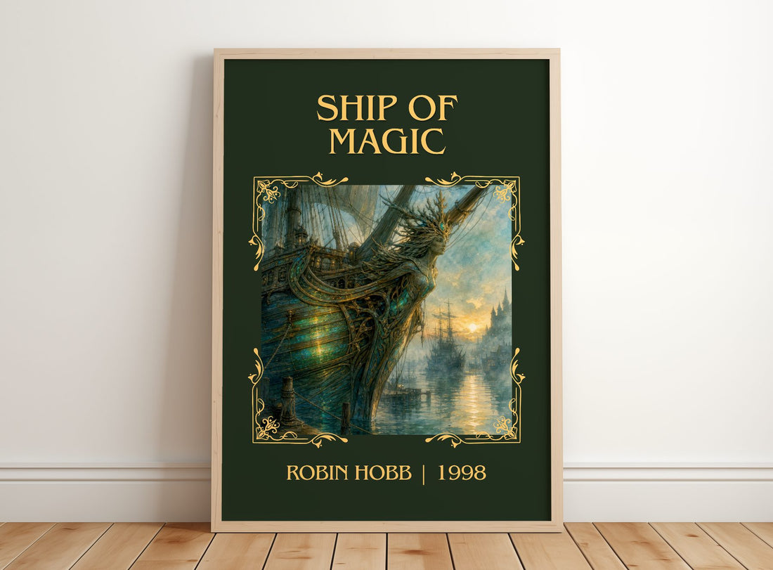 Ship of Magic Classic Book Art Print by Robin Hobb – framed print leaning on a wooden floor