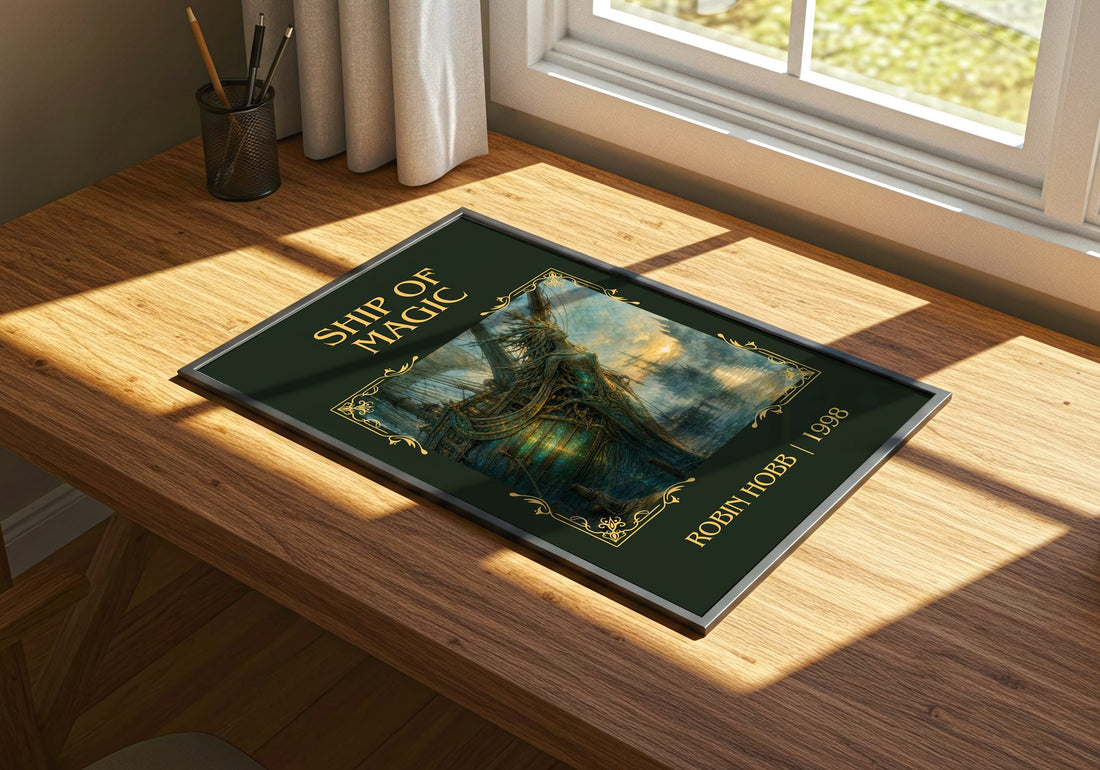 Ship of Magic Classic Book Art Print by Robin Hobb – print on a sunlit desk
