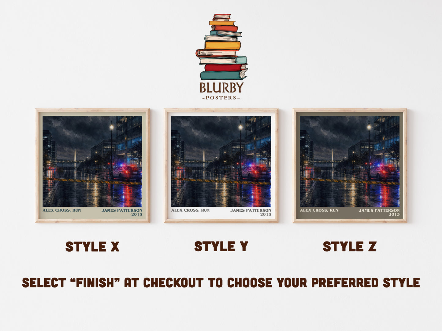 Alex Cross, Run literary print in frame leaning in hallway – thriller wall art