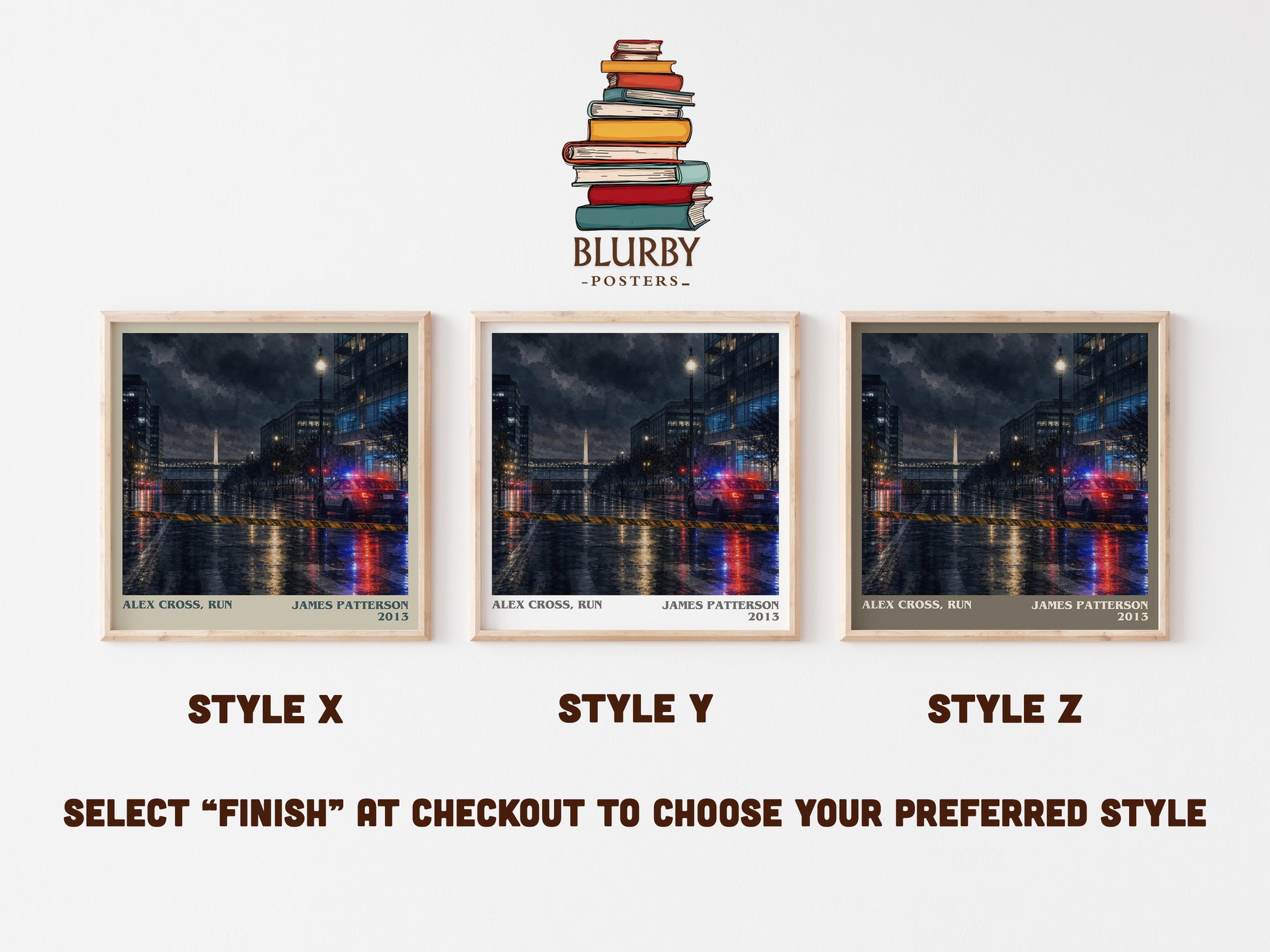 Alex Cross, Run literary print in frame leaning in hallway – thriller wall art