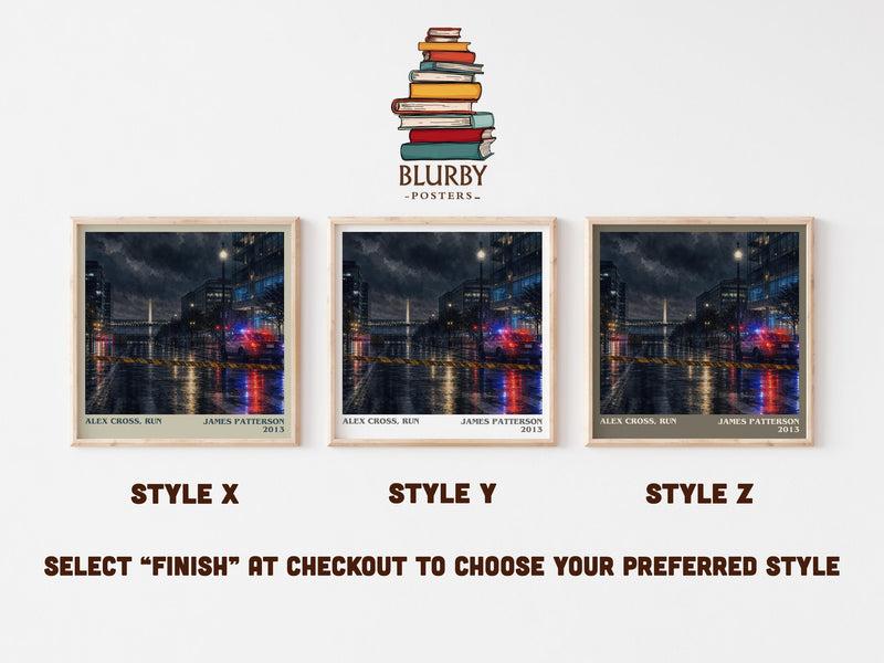 Alex Cross, Run literary print in frame leaning in hallway – thriller wall art