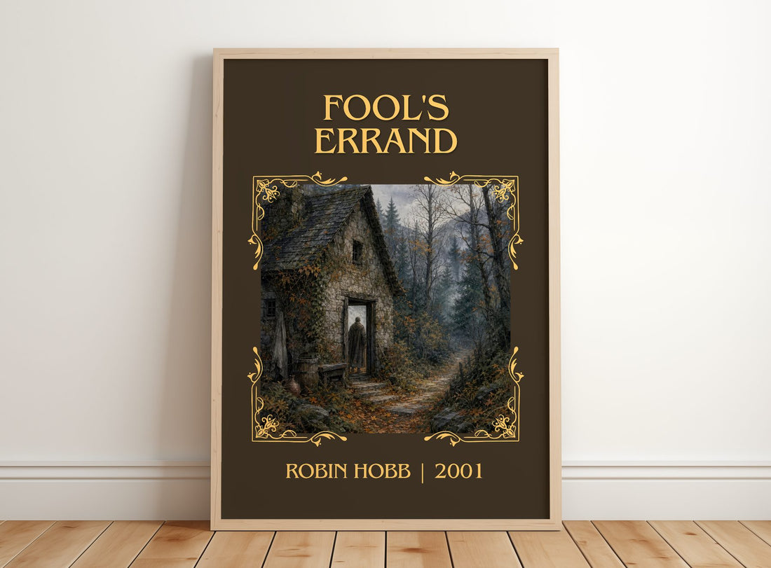 Fool's Errand Classic Book Art Print by Robin Hobb – framed print leaning on a wooden floor