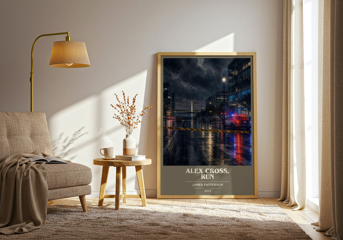 Alex Cross, Run book cover print on bookshelf – James Patterson fan gift