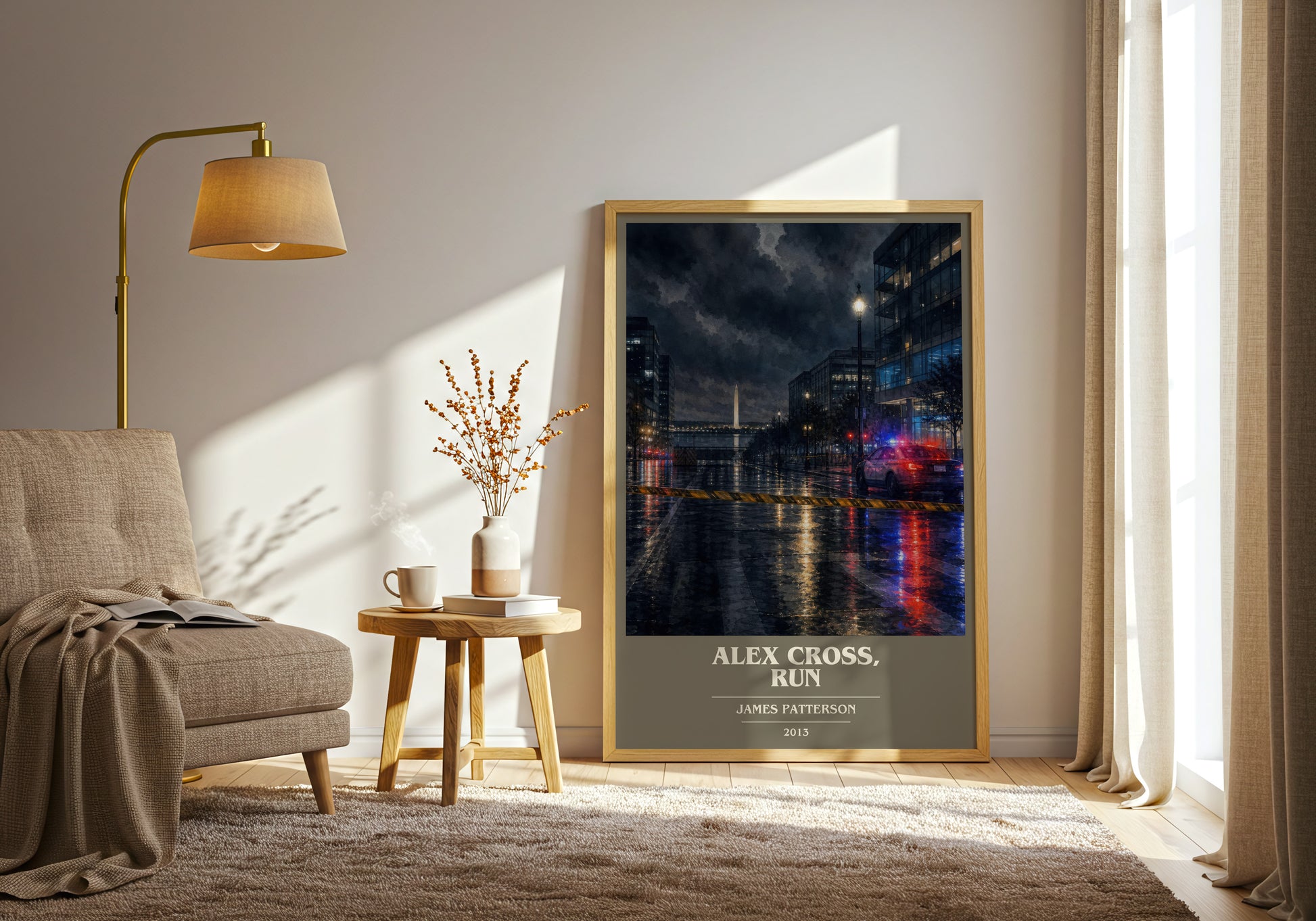 Alex Cross, Run book cover print on bookshelf – James Patterson fan gift