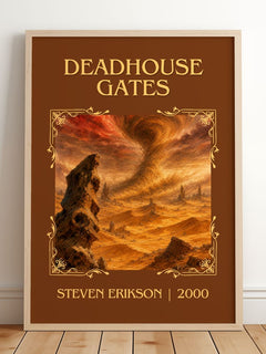 Deadhouse Gates Classic Book Art Print by Steven Erikson – framed print leaning on a wooden floor