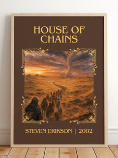 House of Chains Classic Book Art Print by Steven Erikson – framed print leaning on a wooden floor