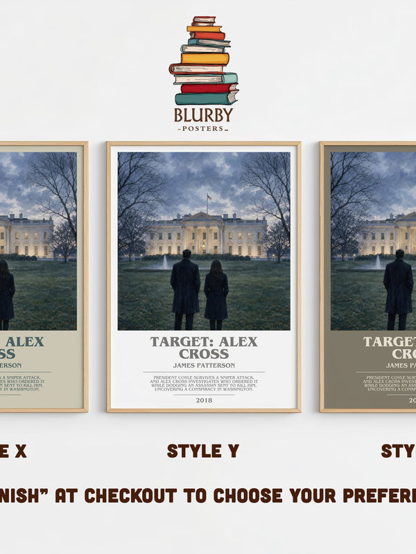 Target: Alex Cross bookish print in frame leaning in hallway – thriller wall art