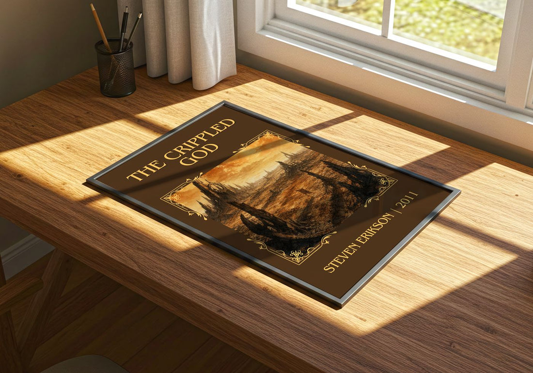 The Crippled God Classic Book Art Print by Steven Erikson – print on a sunlit desk