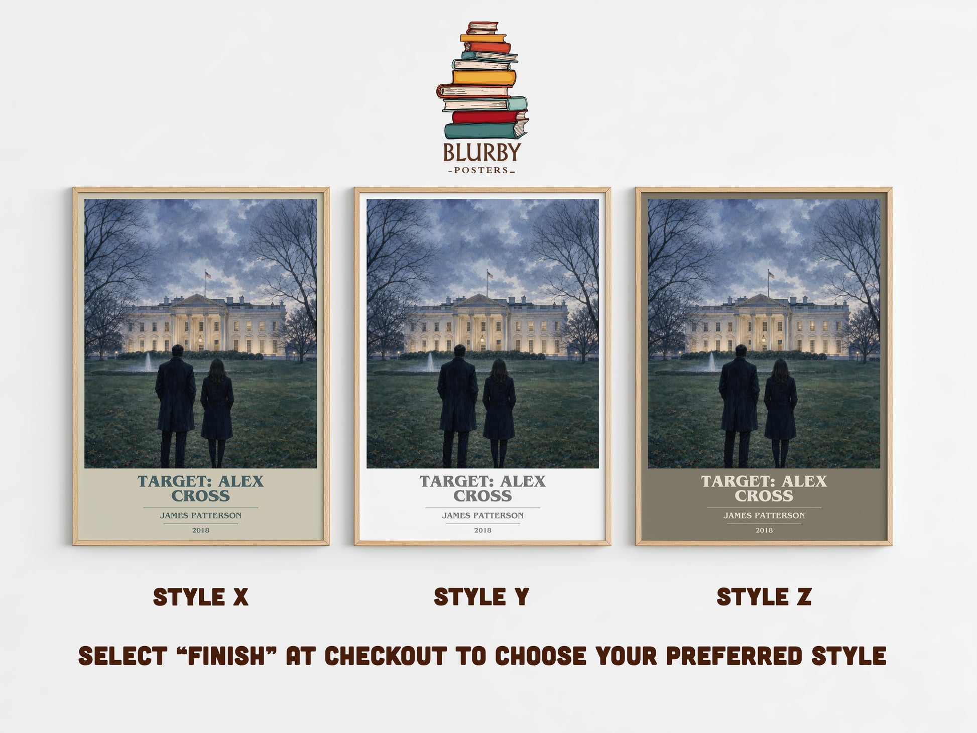 Target: Alex Cross book cover print in frame leaning in hallway – thriller wall art