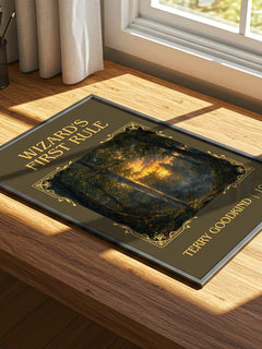 Wizard's First Rule Classic Book Art Print by Terry Goodkind – print on a sunlit desk